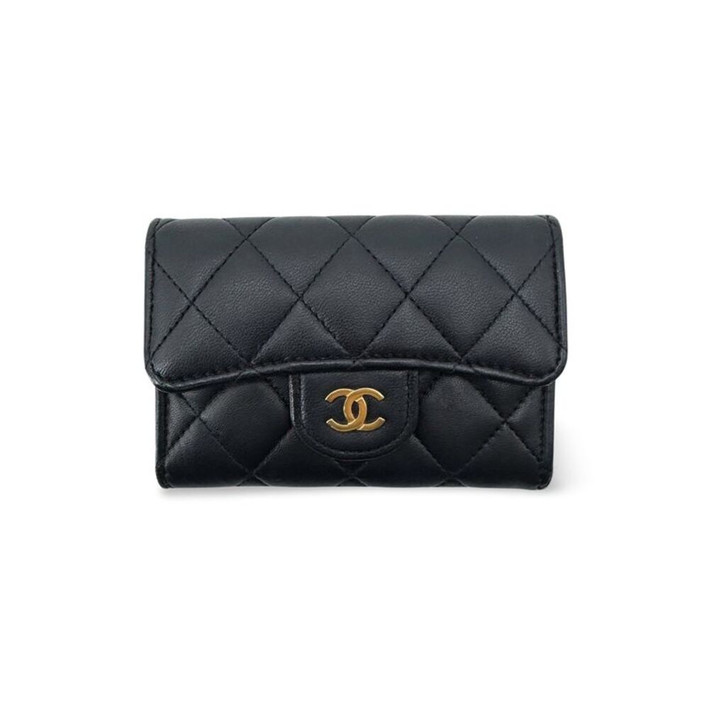 Chanel Classic Flap Card Holder Lambskin Gold Hardware Black